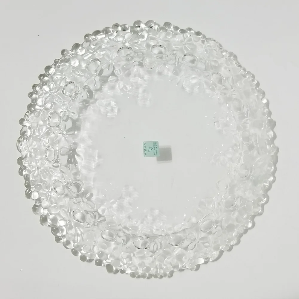 PartyLite Candle Holder, Pillar Tray, Retired, Flower, Clear NIB - Picture 4 of 12